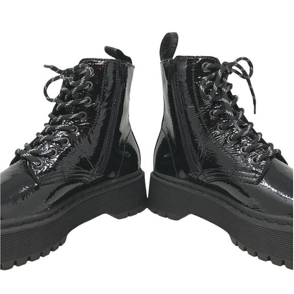 Roots Womens Ankle Booties Combat Boots Black Leather Lace Up Platform Zip 7 NEW - Picture 2 of 10